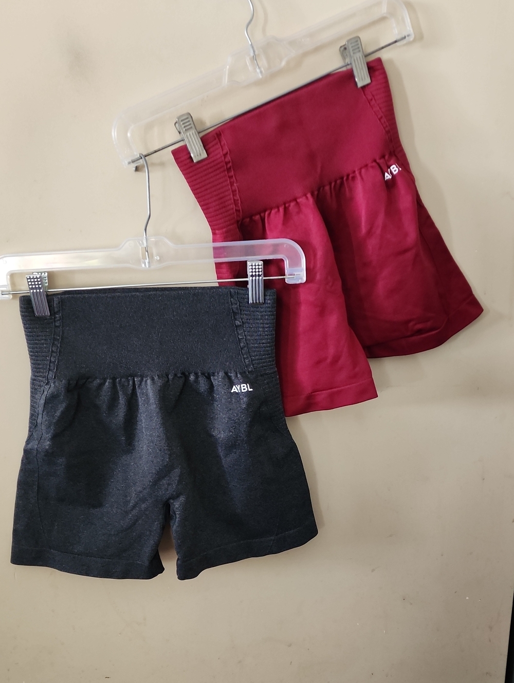 AYBL High-Waist Active Shorts - Black & Burgundy